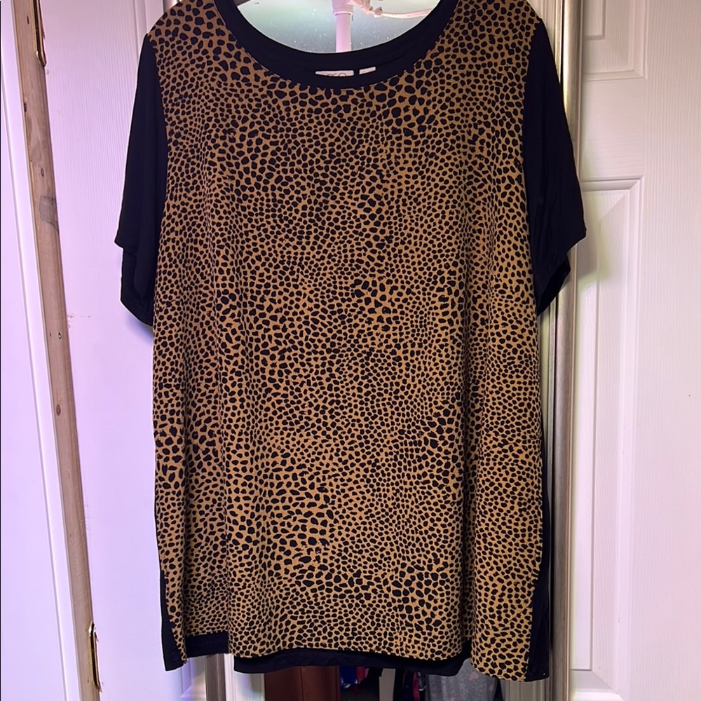 LOGO by Lori Goldstein Tan Cream Boxy Tunic